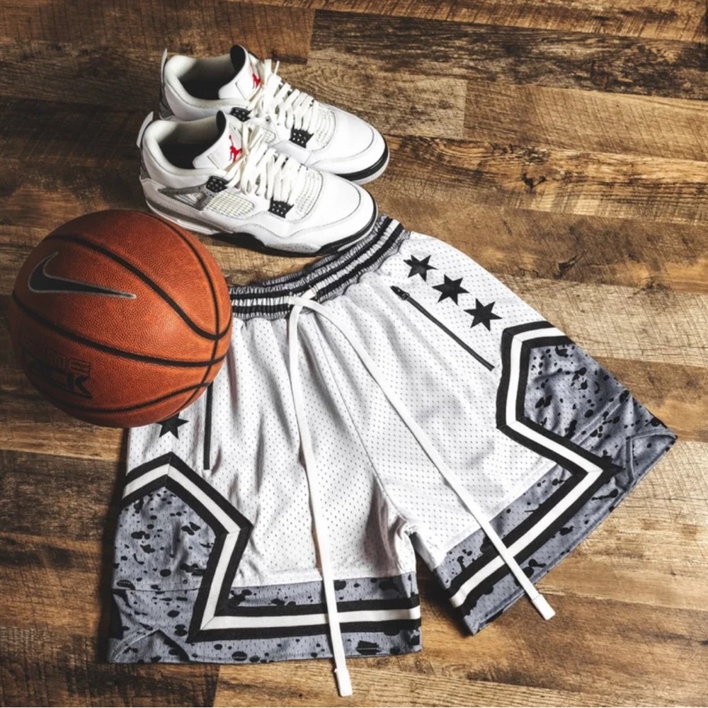 NEW RARE White Cement Cool Grey Luxury Sports Mesh Jersey Shorts size Medium